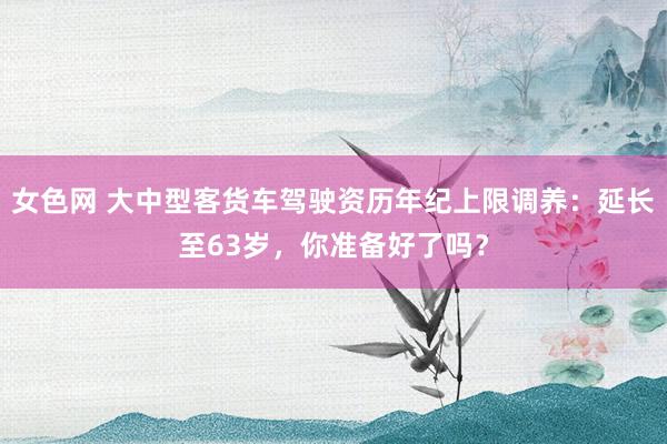女色网 大中型客货车驾驶资历年纪上限调养：延长至63岁，你准备好了吗？