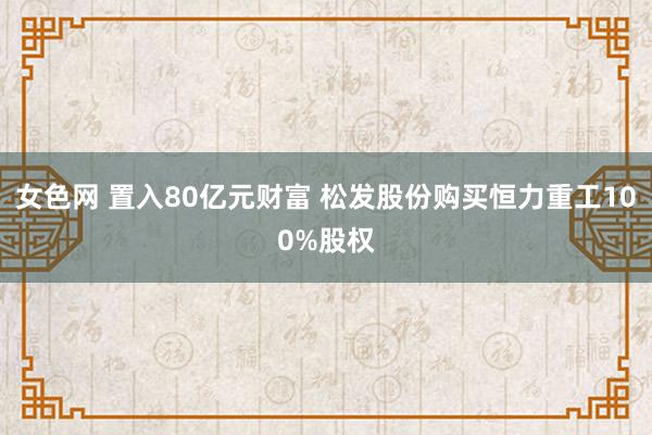 女色网 置入80亿元财富 松发股份购买恒力重工100%股权