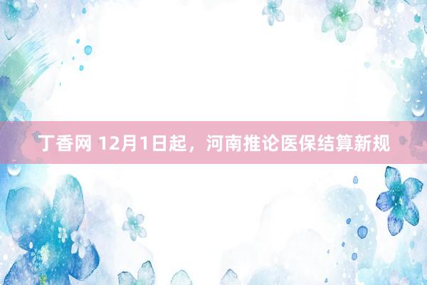 丁香网 12月1日起，河南推论医保结算新规