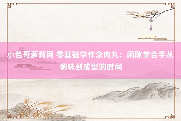 小色哥萝莉网 零基础学作念肉丸：闲隙掌合手从调味到成型的时间