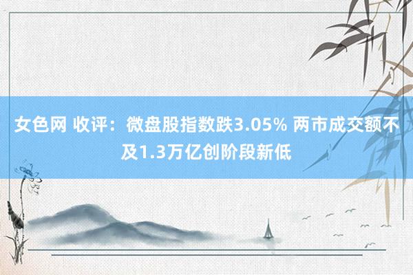 女色网 收评：微盘股指数跌3.05% 两市成交额不及1.3万亿创阶段新低