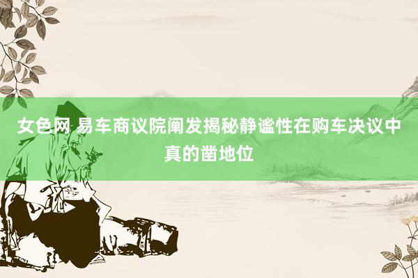 女色网 易车商议院阐发揭秘静谧性在购车决议中真的凿地位